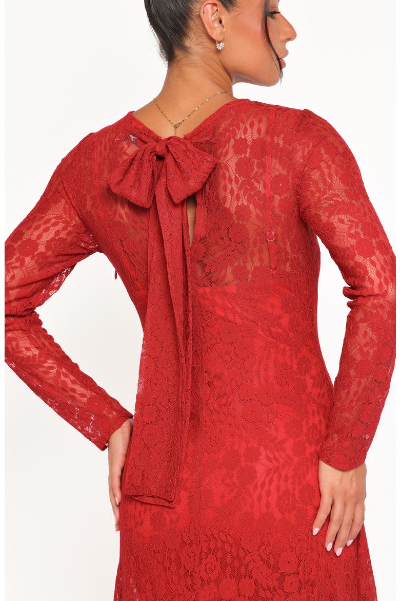 Keani Long Sleeve Lace Gown, Alternate, color, RED