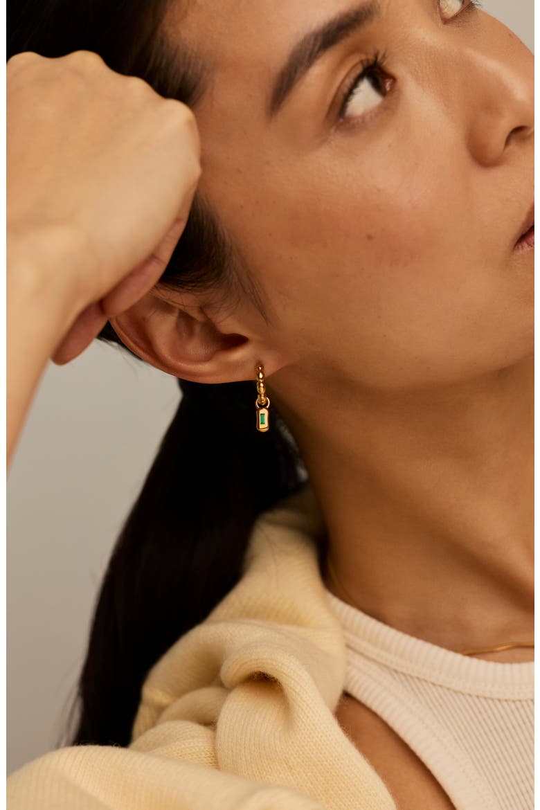 Molten Stone Baguette Hoop Earrings, Alternate, color, GOLD
