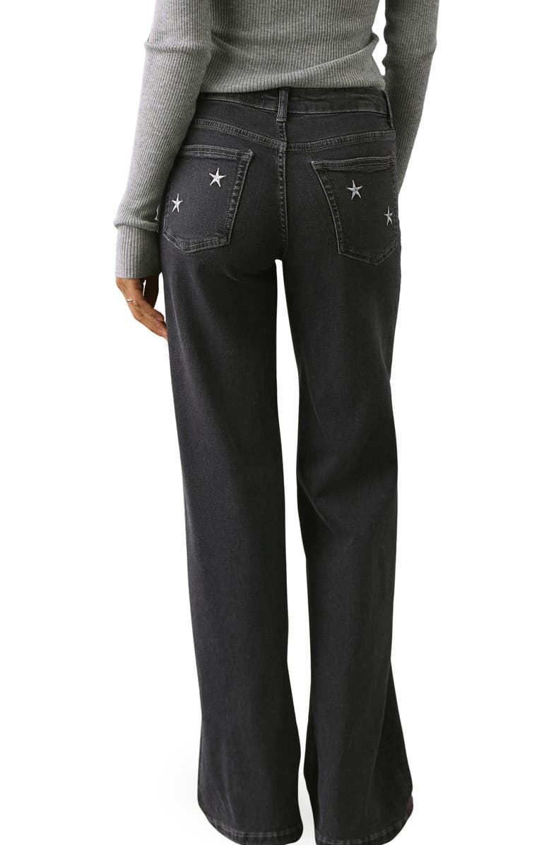 MANGO TEEN Star Embroidered Straight Leg Jeans, Alternate, color, Black Denim