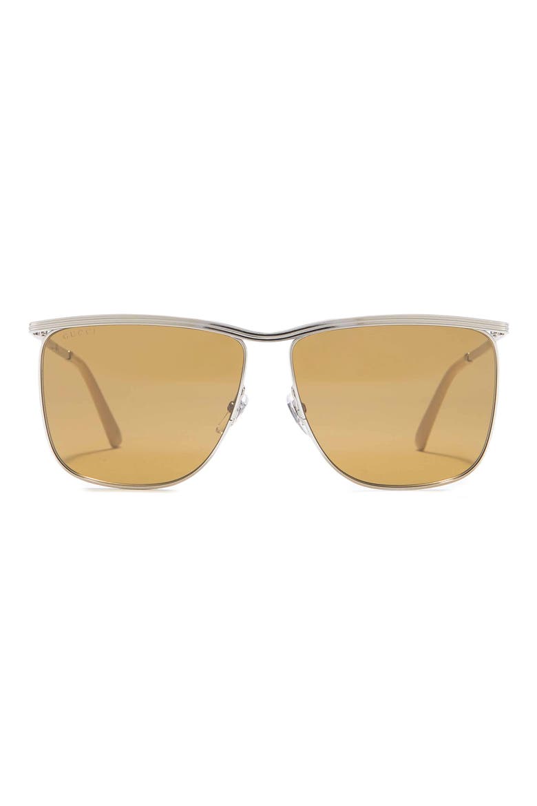 62mm Square Sunglasses, Main, color, SILVER