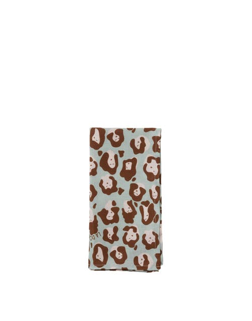 La Doublej Large Napkins Set Of 2 (45x45) Lady Leopard Acqua Acquamarin In Lady Leopard Acqua Acquamarin