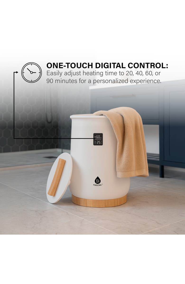 PURSONIC Luxury Towel Warmer with One-Touch Digital Control Panel, Alternate, color, White