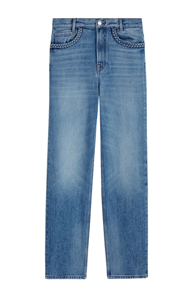 maje Straight-leg braided detail jeans, Alternate, color, 