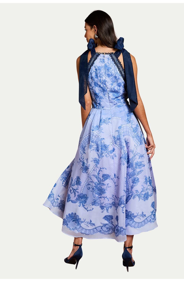 Coast Placement Print Organza Midi Dress, Alternate, color, Blue