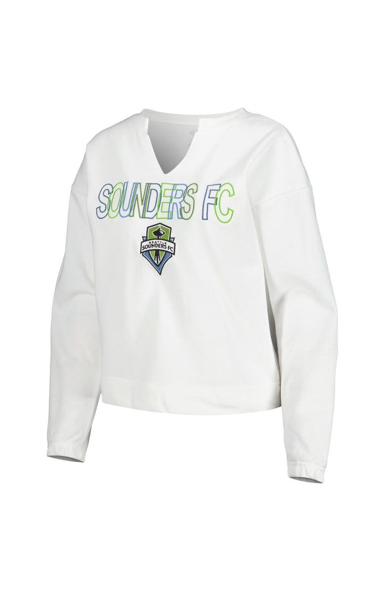 CONCEPTS SPORT Women's Concepts Sport  White Seattle Sounders FC Sunray Notch Neck Long Sleeve T-Shirt, Alternate, color, 