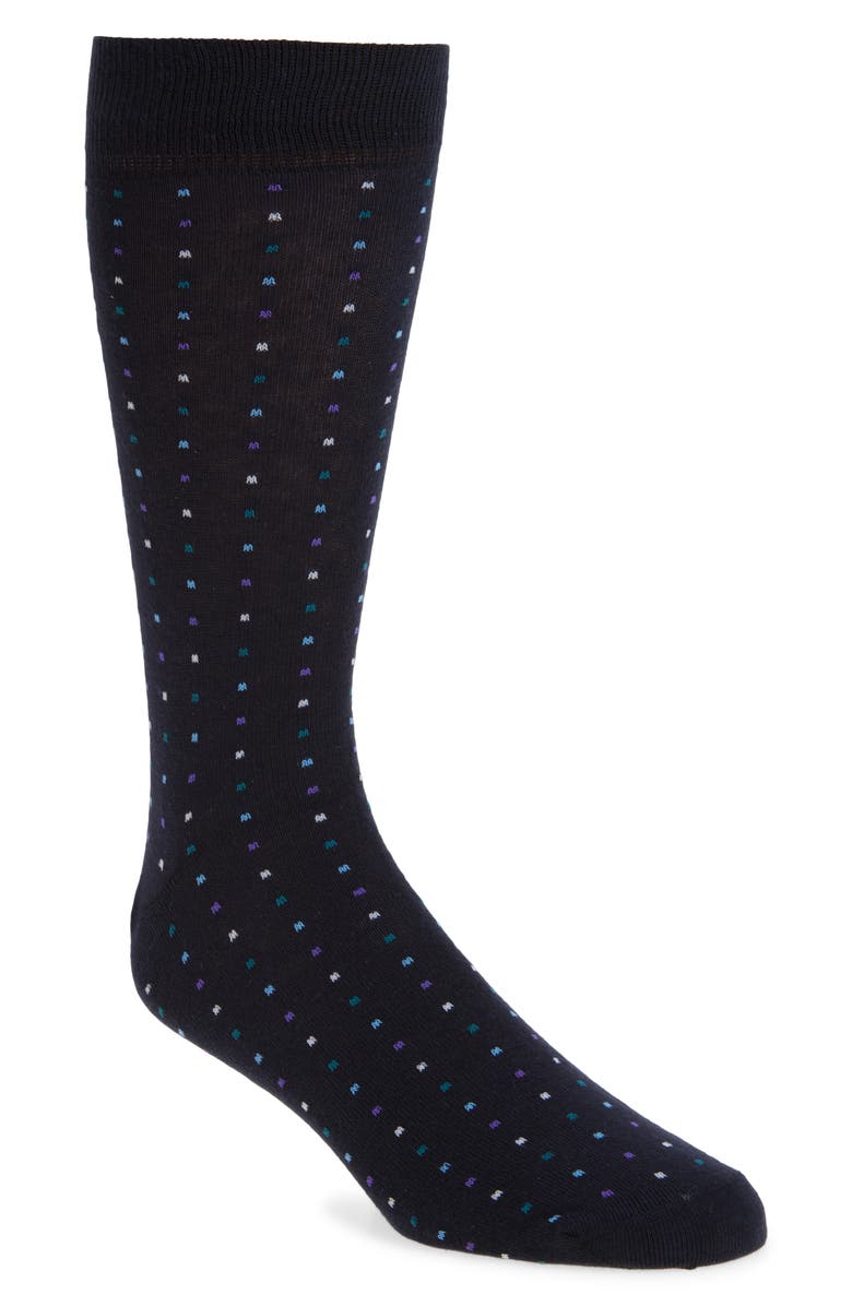 Nordstrom Mini Dot Cotton Blend Dress Socks, Main, color, Navy
