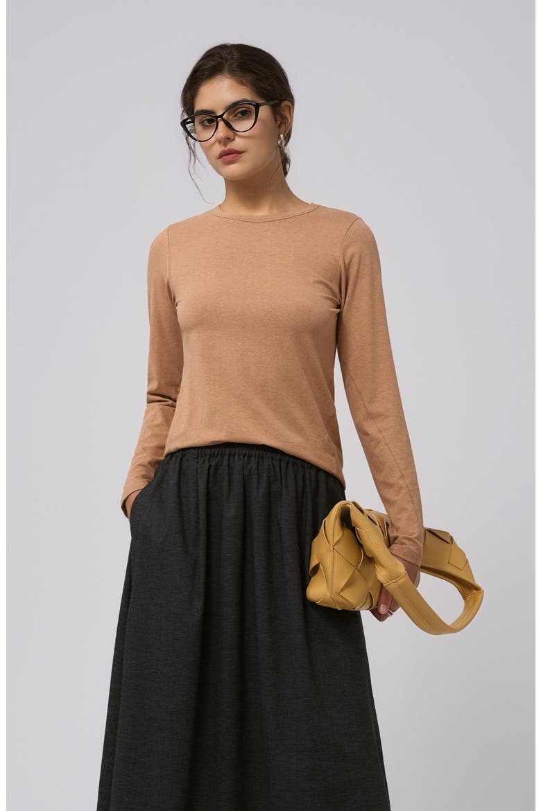 Hemp Essentials Long Sleeve Tee, Main, color, fawn