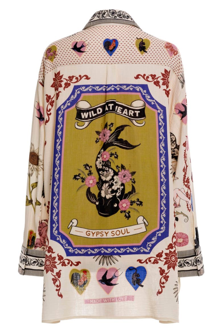 Anastasia Matches Long Sleeve Cotton Cover-Up Shirt, Alternate, color, WHITE MULTI
