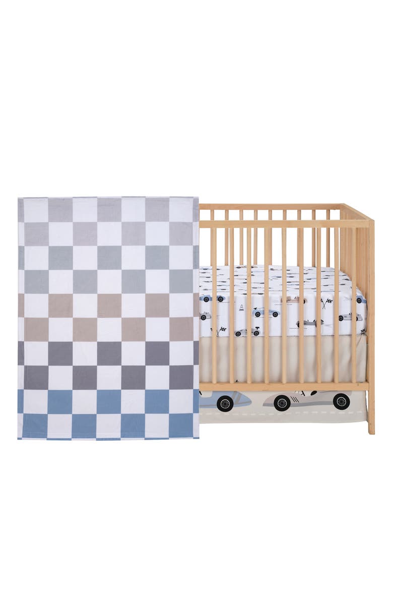 Lambs & Ivy Little Racer 3-Piece Cars/Transportation Baby Crib Bedding Set, Main, color, Blue