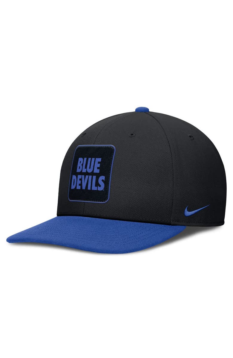 Nike Men's Nike Black/Royal Duke Blue Devils 2025 Sideline Campus Pro Local Snapback Hat, Main, color, Black