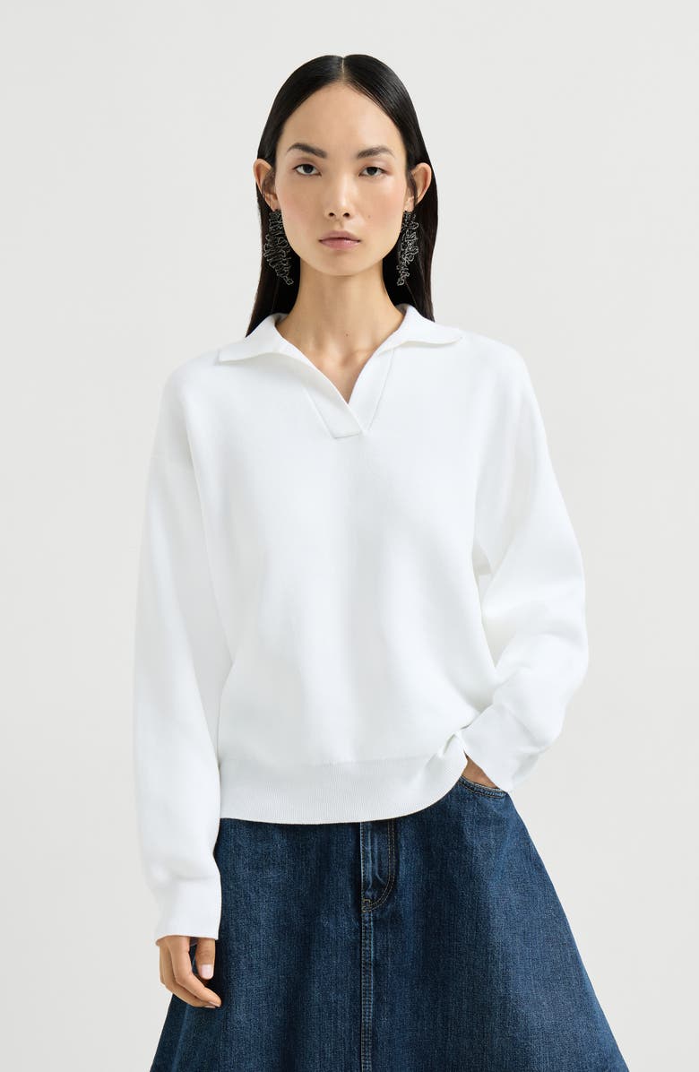 Brunello Cucinelli Double knit polo shirt, Alternate, color, White