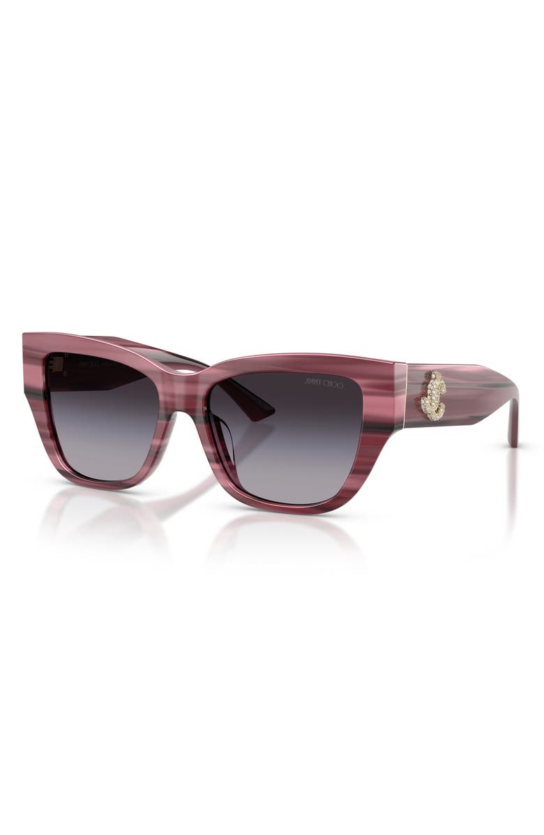 Jimmy Choo 54mm Gradient Pillow Sunglasses, Alternate, color, Striped Cranberry / Gray