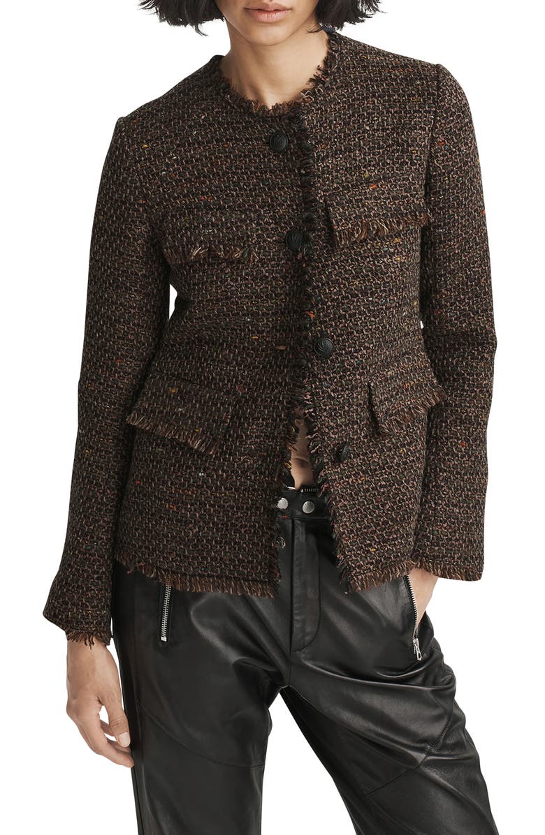 rag & bone Ezra Linton Tweed Blazer, Main, color, Brown