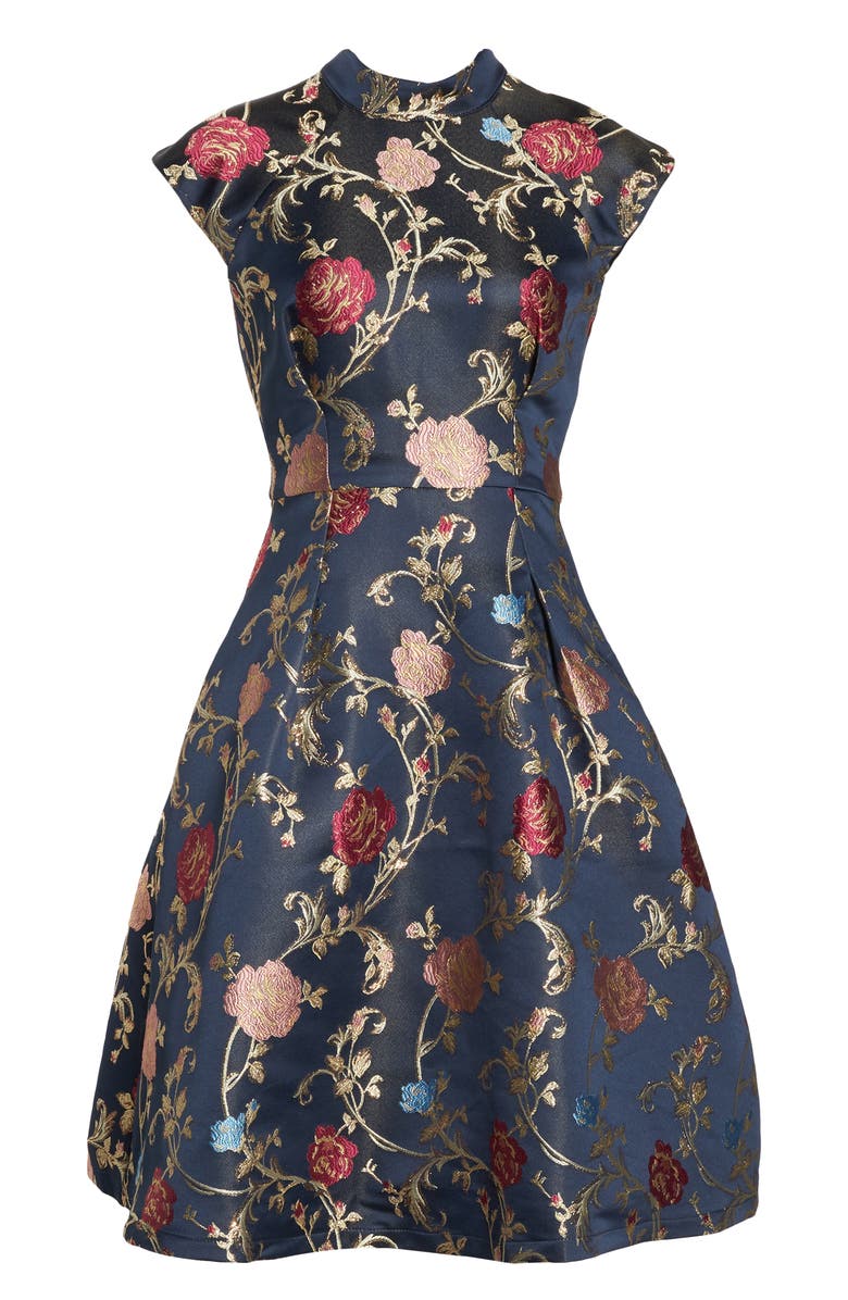 Chi Chi London Floral Print Party Dress, Alternate, color, 