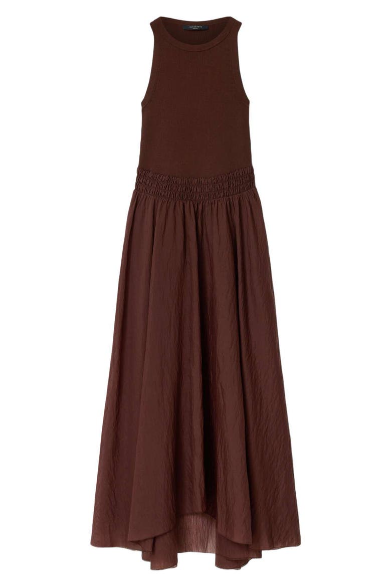 Zenia Sleeveless Asymmetric Hem Dress, Alternate, color, BITTER BROWN