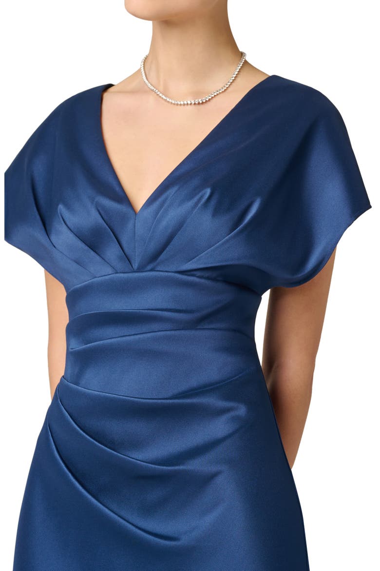 Pleated Stretch Mikado Gown, Alternate, color, NAVY