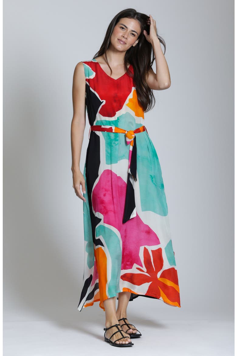 Sleeveless Maxi Dress, Alternate, color, RED MULTI