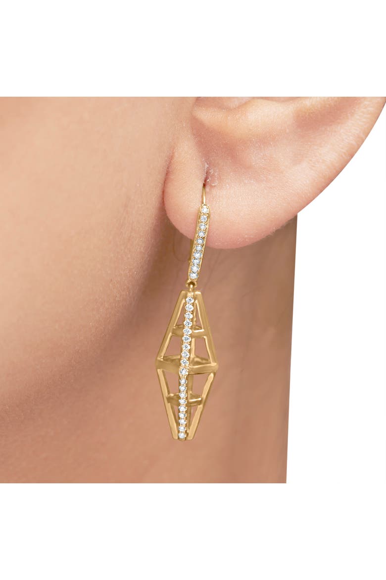 14K Yellow Gold 5/8 Cttw Diamond Geometrical Pillar Drop and Dangle Earrings, Alternate, color, Yellow
