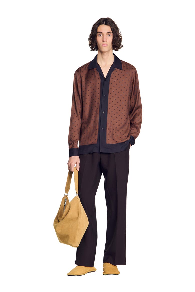 Square Cross motif shirt, Alternate, color, Tobacco brown