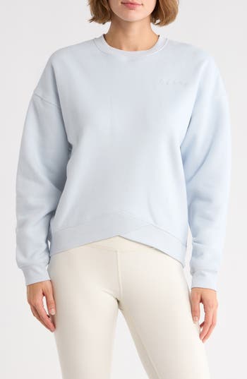 Calvin Klein Performance Embroidered Logo Crossover Hem Sweatshirt In Blue