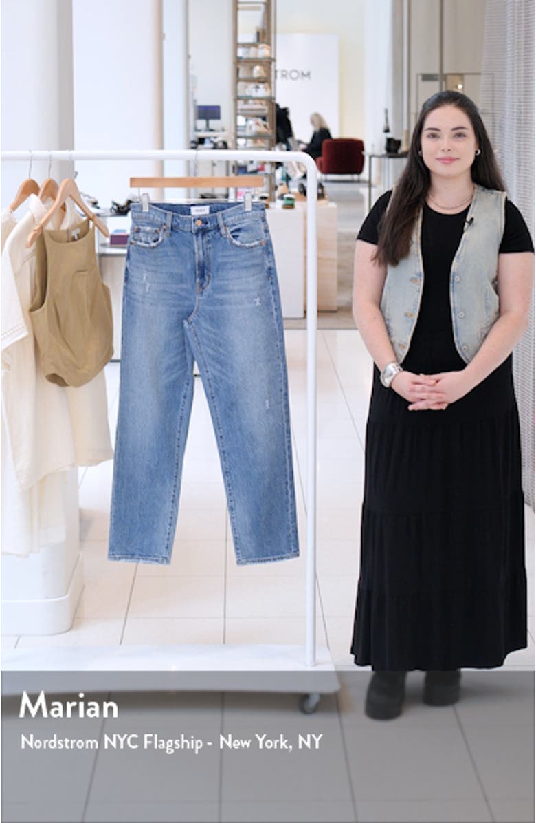 Charlie High Waist Frayed Ankle Straight Leg Jeans, sales video thumbnail