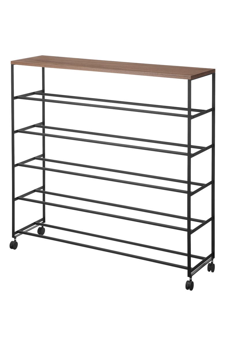 Yamazaki 5-Tier Rolling Shoe Rack, Main, color, Black