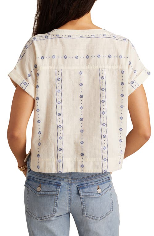Lucky Brand Roll Sleeve Cotton Top In Neutral
