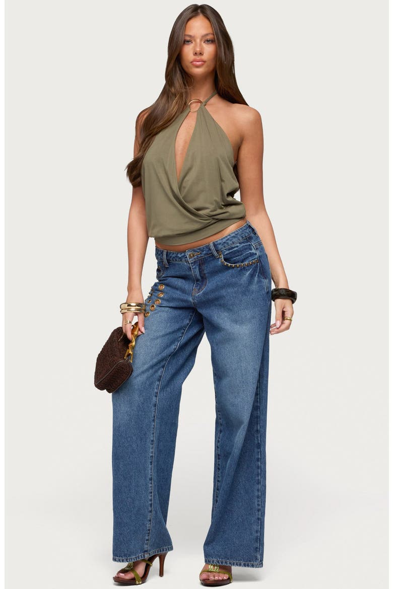 Metta Ring Cutout Halter Top, Alternate, color, OLIVE