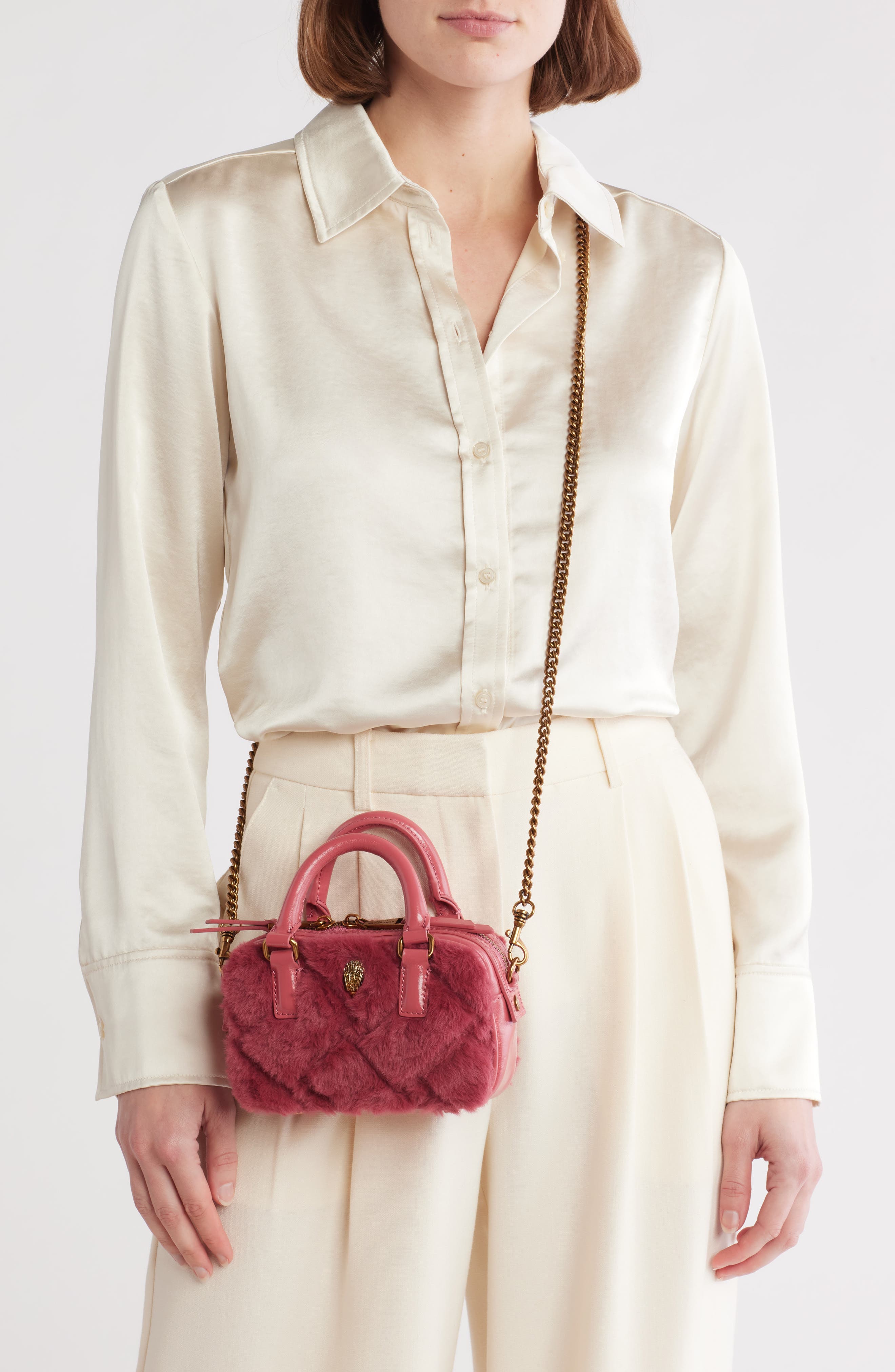 Kurt Geiger London Extra Small Kensington Faux Fur Duffle Bag, Alternate, color, 