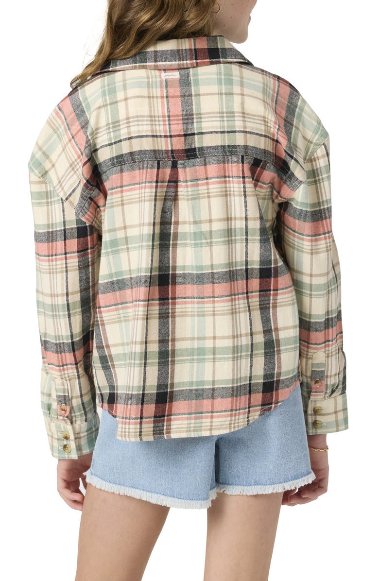 O'Neill Kids' Leslye Cotton Flannel Button-Up Shirt, Alternate, color, Tapioca