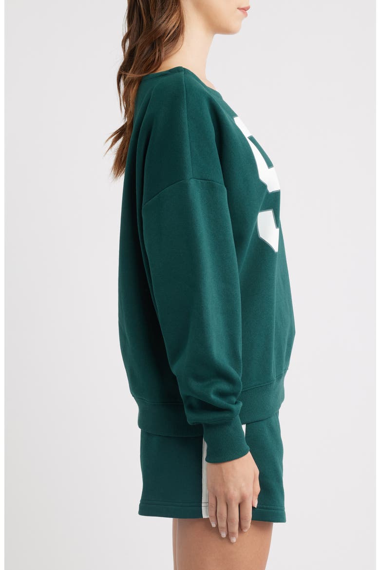 Off the Shoulder Graphic Sweatshirt, Alternate, color, GREEN