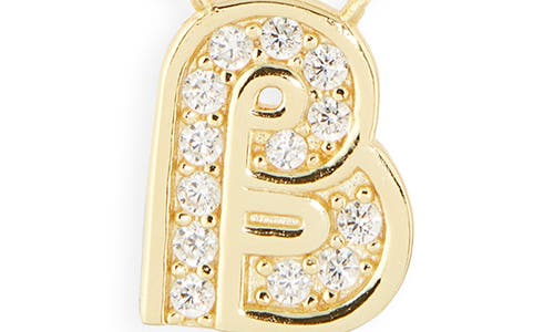 Argento Vivo Sterling Silver Cubic Zirconia Initial Pendant Necklace In Gold