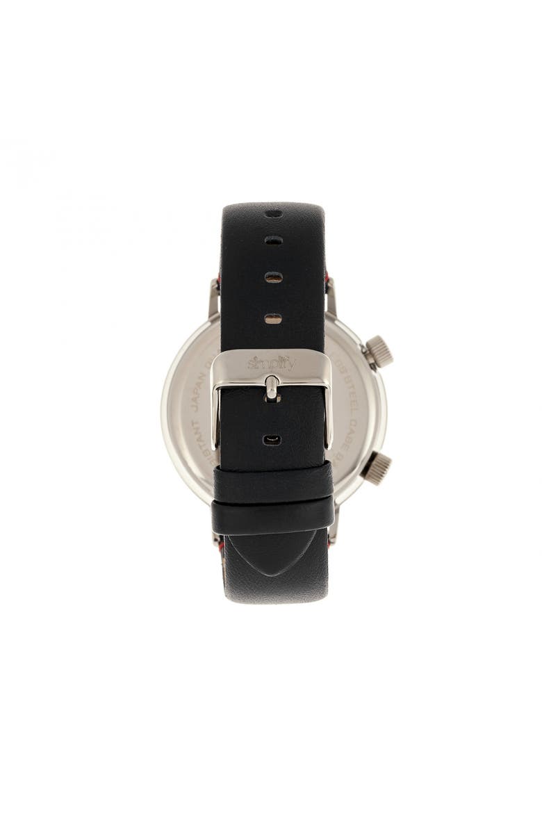 The 3300 Leather-Band Watch, Alternate, color, Black/Silver