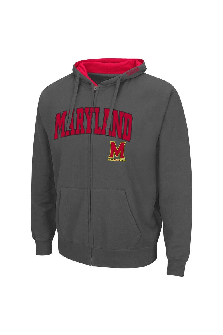 Men's Colosseum Charcoal Maryland Terrapins Arch & Logo 3.0 Full-Zip Hoodie, Alternate, color, Charcoal