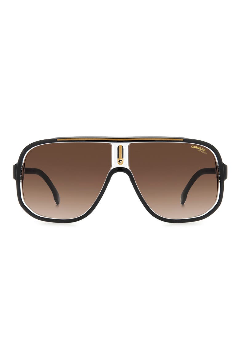 63mm Oversize Rectangular Navigator Sunglasses, Main, color, BLACK GOLD/ BROWN GRADIENT