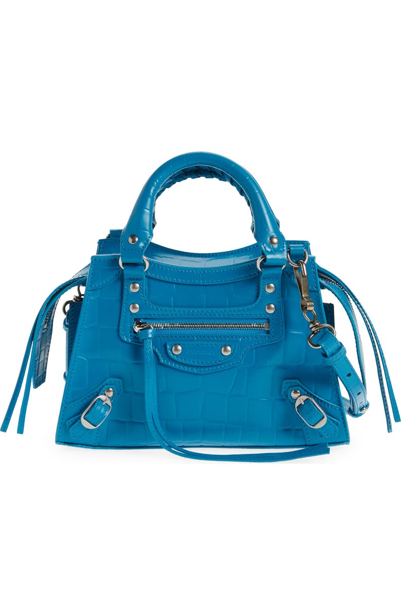 Balenciaga Mini Neo Classic City Croc Embossed Leather Top Handle Bag, Main, color,