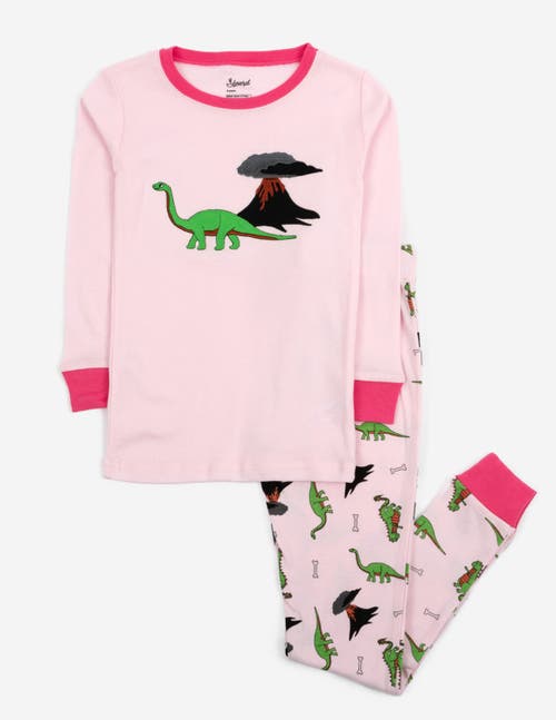 Leveret Kids'  Two-piece Cotton Printed Matching Family Pajamas, Coordinated Prints In Pink