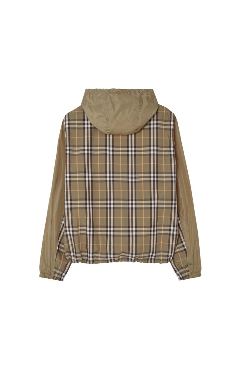 Burberry Check Trim Nylon Newport Hooded Jacket, Alternate, color, Finch Brown