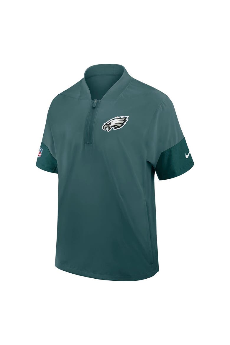 Men's Nike Green Philadelphia Eagles Sideline Short Sleeve Quarter-Zip Performance Coach Jacket, Alternate, color, Green