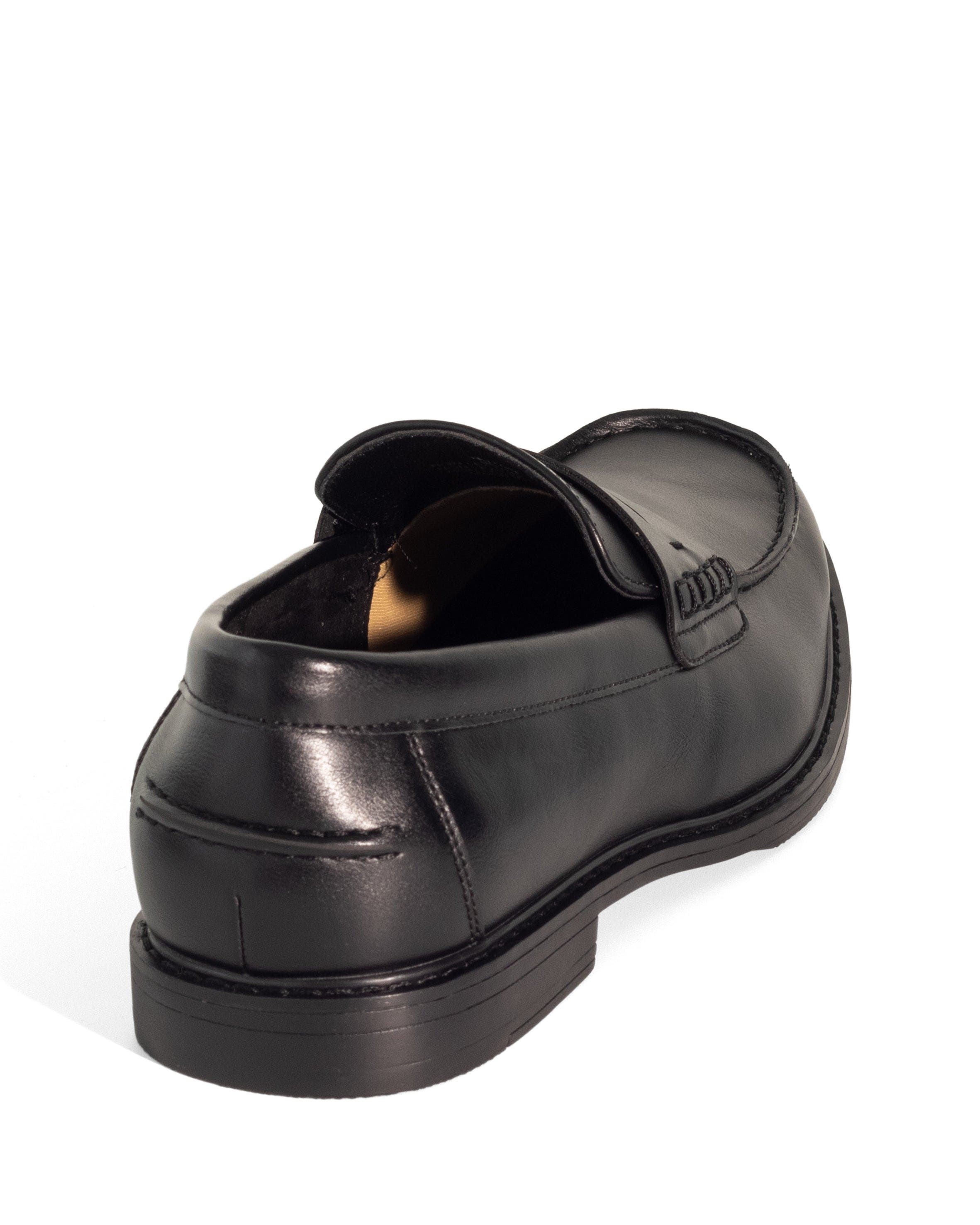 Uncut HUTCH moc toe stitching Penny Loafer, Alternate, color, Black Smooth Pu