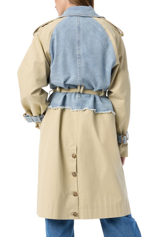 Do By Dee Ocleppo Julia Mixed Media Trench Coat In Camel/stratus Wash