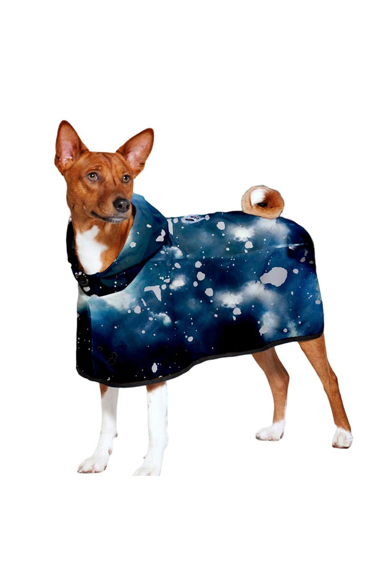 Dog Rain Poncho Starry Night, Alternate, color, Blue