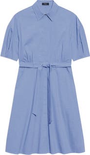 Theory Belted Linen Blend Shirtdress