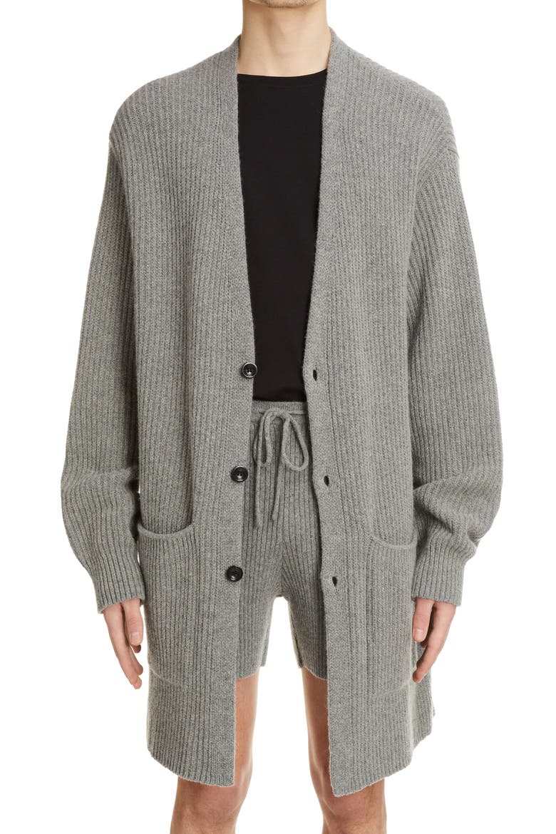 Timo Rib Oversize Alpaca & Wool Blend Cardigan, Main, color, GREY