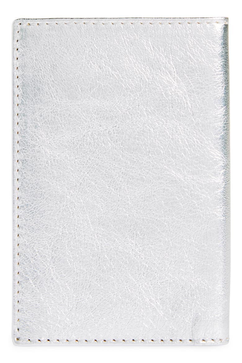 Metallic Leather Card Holder, Alternate, color, SILVER