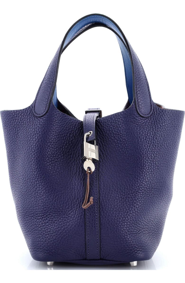 Pre-Owned Hermes Eclat Picotin Lock Bag Clemence with Swift PM, Main, color, Bleu Encre