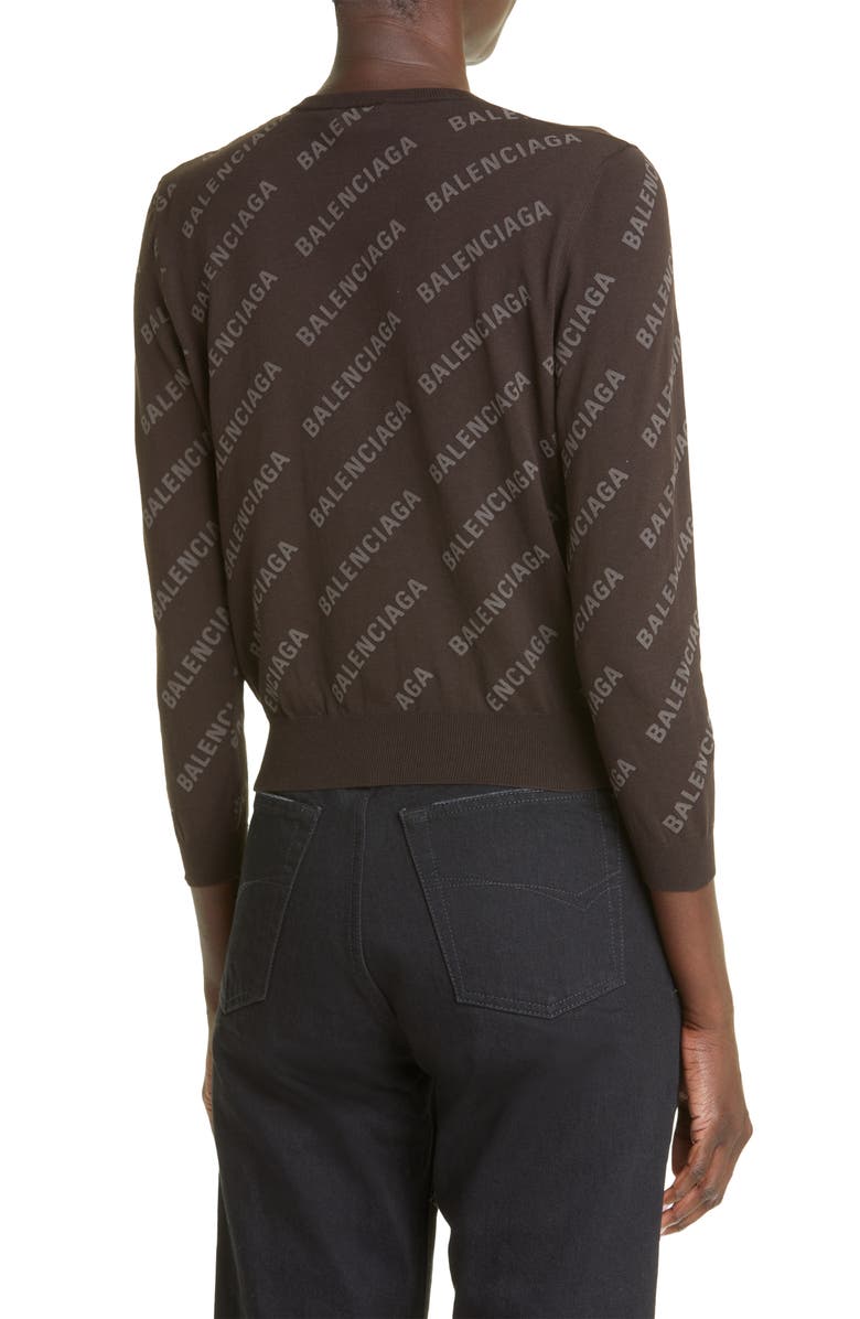 Balenciaga Women's Fitted Cotton Logo Cardigan, Alternate, color, 