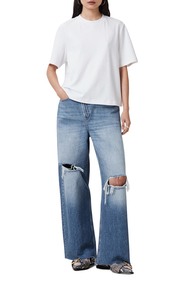 AllSaints Lisa Cotton Crewneck T-Shirt, Alternate, color, Optic White