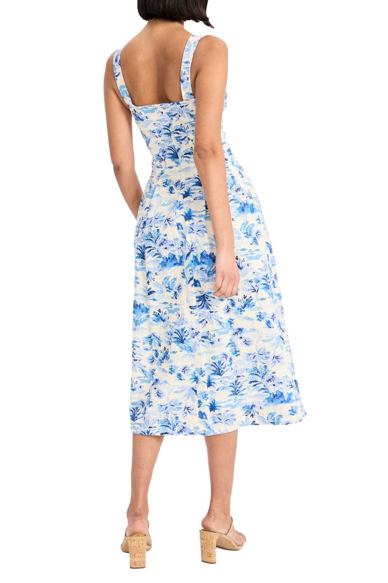 Sleeveless Linen Blend Midi Dress, Alternate, color, CREAM/ BLUE