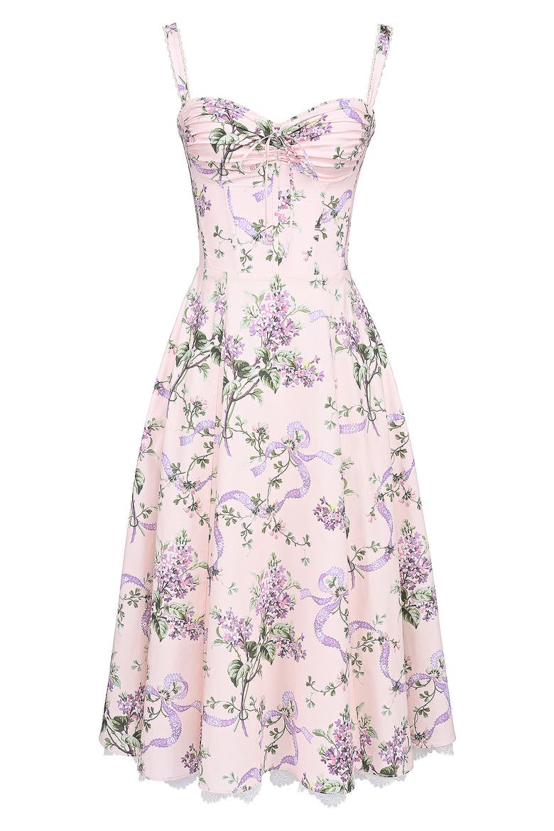 Rosalee Floral Stretch Cotton Petticoat Dress, Alternate, color, PEACH FLORAL PRINT